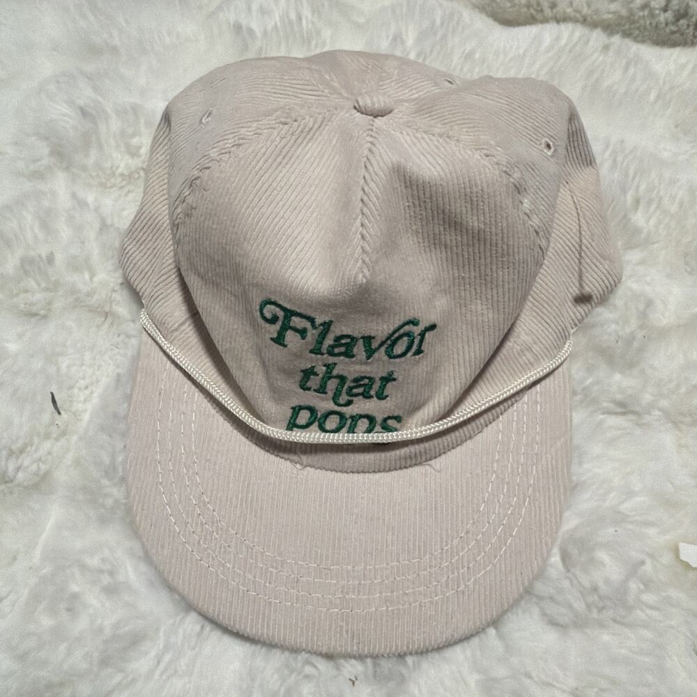 Simply Pop “Flavor That Pops” Corduroy Strapback Hat Green Embroidery Cap